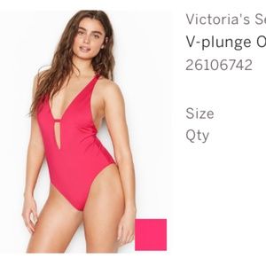 Small PINK Victoria's Secret Swim V-plunge One-piece